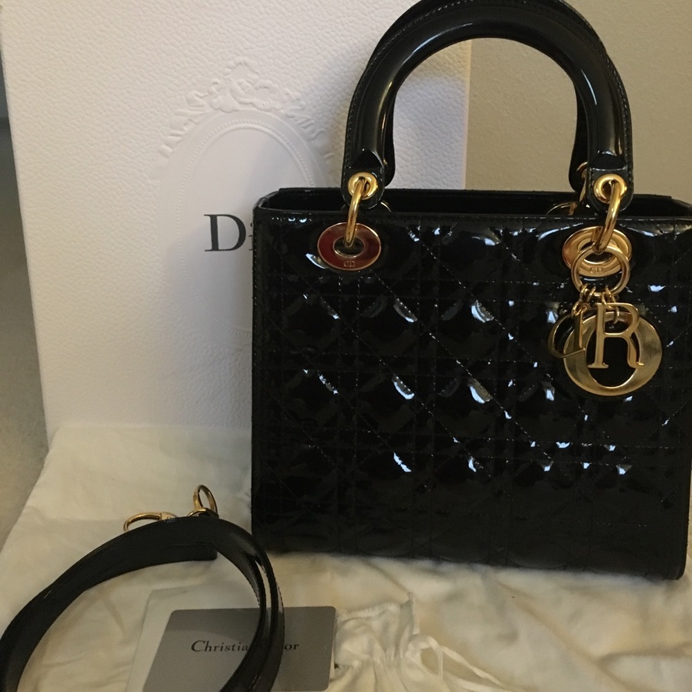 SOLD! Black Patent Lady Dior- GHW Medium